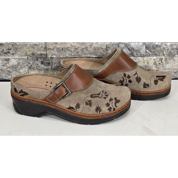 Klogs Austin Tapestry Clogs Suede Slip Resistant Arch Support Taupe Women 9.5 M - Picture 2 of 14